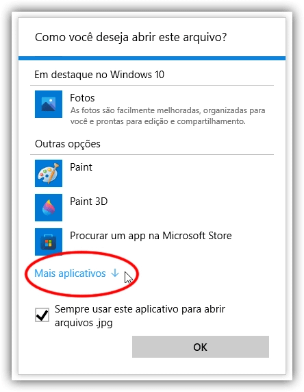 Escolha "Mais aplicativos" se não vir o Photoshop na lista original.