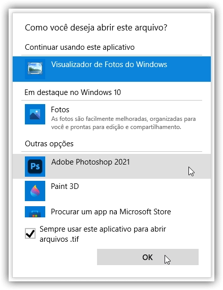 O Windows Photo Viewer é o aplicativo padrão atual para abrir arquivos TIFF.