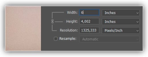 Desativando Resample para redimensionar a imagem.
