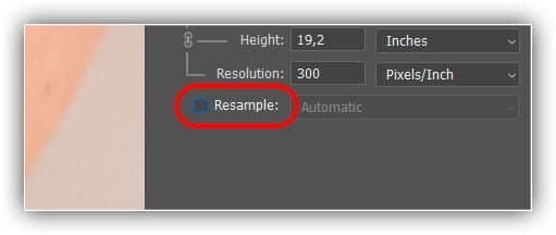 Desativando a opção Resample.