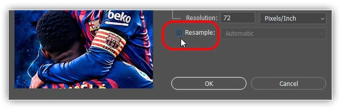 Desmarcando a opção Reamostrar (Resample).