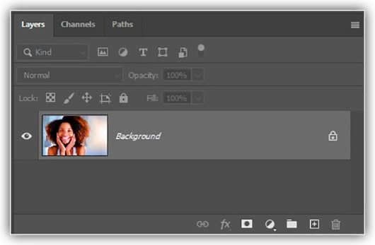 O painel Camadas mostrando a cor de destaque cinza.