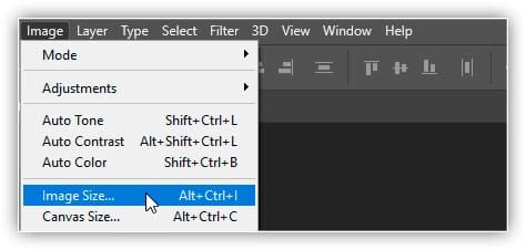 Vá para Imagem > Tamanho da Imagem.