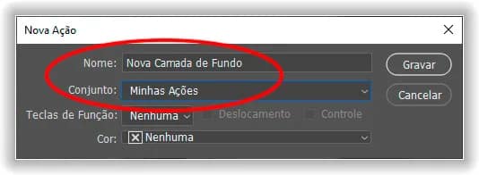 Camada de plano de fundo com ação no Photoshop