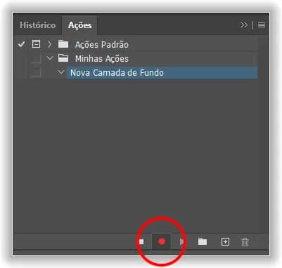 Camada de plano de fundo com ação no Photoshop