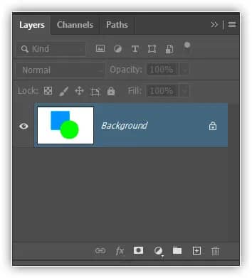 O painel Layers mostrando tudo na camada Background.