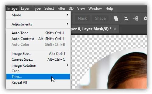 Escolhendo Cortar no menu Imagem.