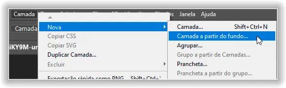 Indo para Camada > Nova > Camada a partir do fundo.