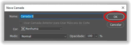 A caixa de diálogo Nova Camada.