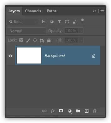 O painel Camadas mostrando a camada de fundo preenchida com branco.