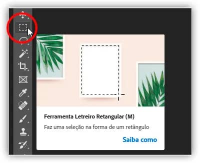 Selecionando a Ferramenta Letreiro Retangular.