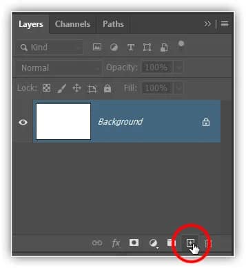 Clicando no ícone Nova Camada.