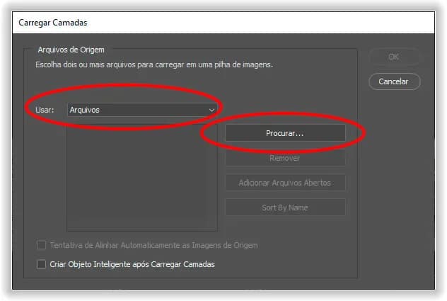 Abrir várias imagens como camadas no Photoshop