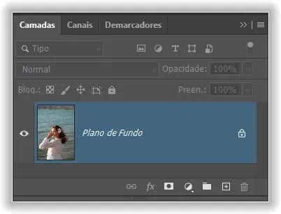 Camada de plano de fundo com ação no Photoshop