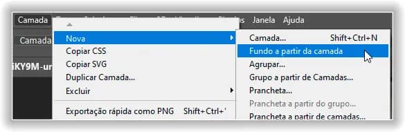 Indo para Camada> Nova> Fundo a partir da camada.