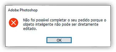 O Photoshop não pôde editar o objeto inteligente