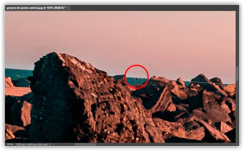 Movendo o ponto inicial até a linha d'água.