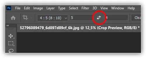 Trocando os valores de Largura e Altura.