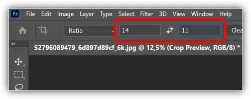 Inserindo uma proporção de aspecto personalizada.