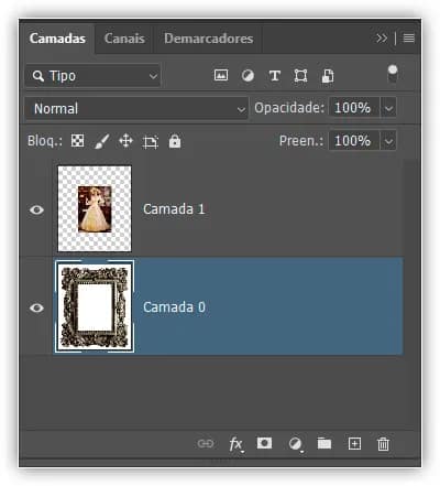 A camada Plano de Fundo foi renomeada como Camada 0.