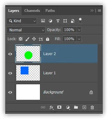 Cada elemento no documento está agora em sua própria camada.