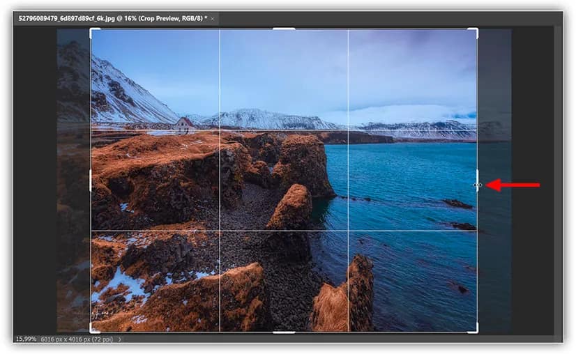 Redimensionando a borda do corte.