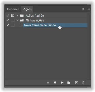 Selecionando a ação "Nova camada de fundo".