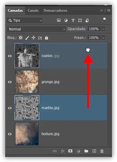 Arrastando marble acima da carton.