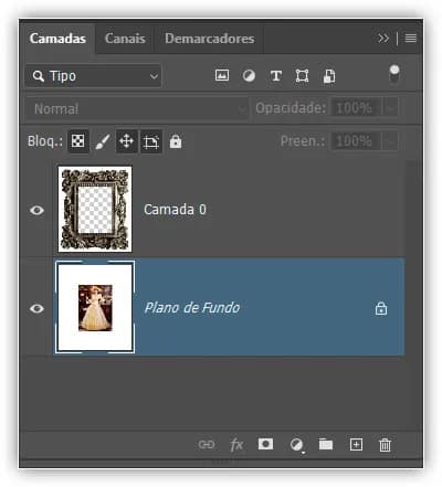A camada 1 foi convertida em uma camada de plano de fundo.