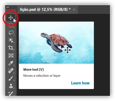 Selecionando a ferramenta Mover.