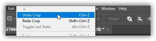 Indo para Editar > Desfazer Corte.
