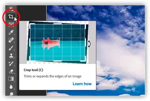 Selecionando a ferramenta Cortar.