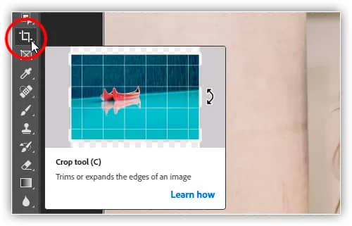 Selecionando a ferramenta Cortar.