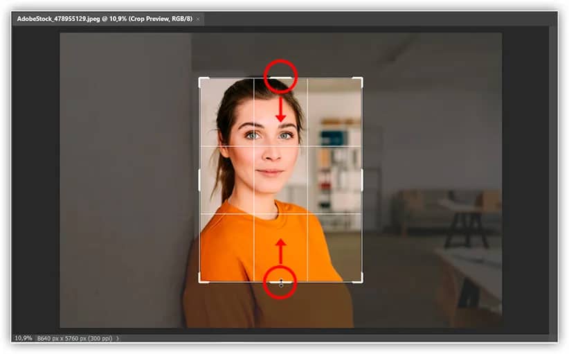 Redimensionando a borda do corte.