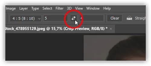 Trocando a largura e a altura da proporção.