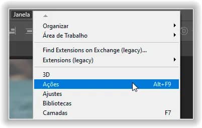 Camada de plano de fundo com ação no Photoshop