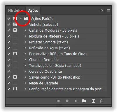 Camada de plano de fundo com ação no Photoshop