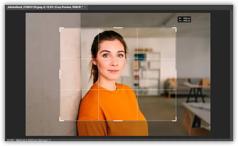 Redimensionando a borda do corte.