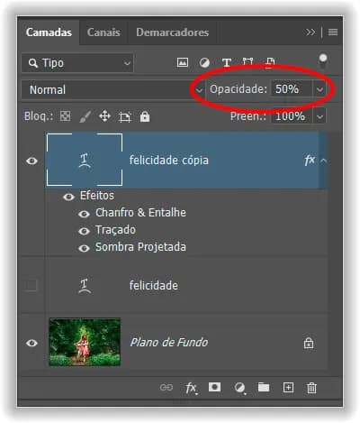 Mais uma vez diminuindo a opacidade para 50%.