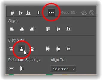 Clicando na opção Distribuir Centros Verticais.