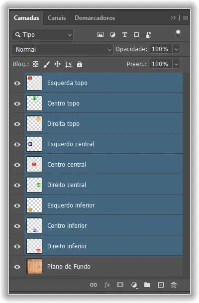 Selecionando todas as camadas de blocos de uma vez.