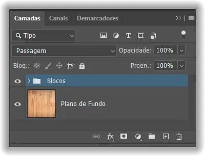 As camadas selecionadas agora estão dentro de um grupo de camadas.