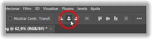 Clique na opção Alinhar centros horizontais.