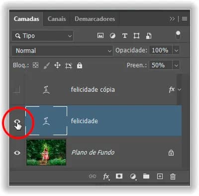 Desativando a camada de texto original.