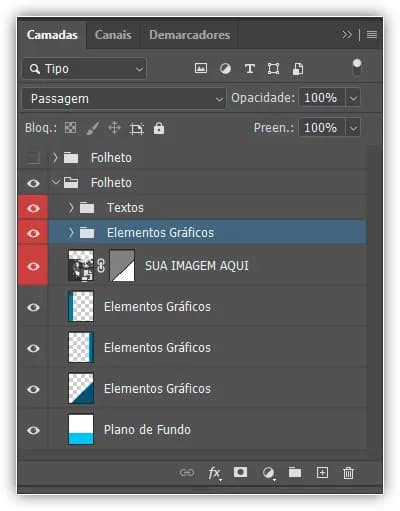 Agrupar as camadas tornou o painel Camadas mais fácil de trabalhar.
