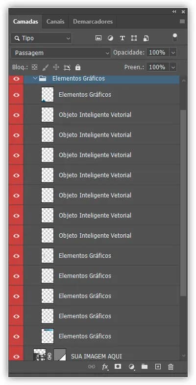 Girando o novo grupo para revelar as camadas dentro dele.