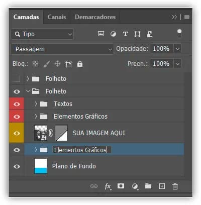 Renomear um grupo de camadas é tão fácil quanto renomear uma camada normal.