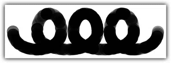 A mesma pincelada com Tremulação de Fluxo definida como 100%.