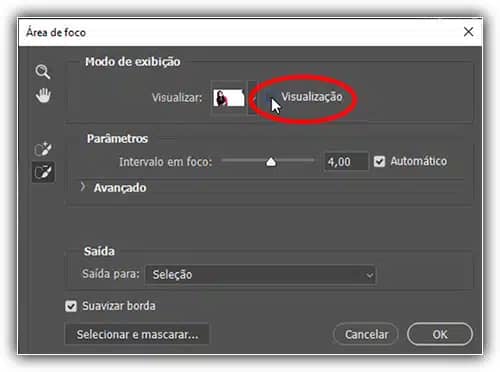 Desmarcando a opção Visualizar.
