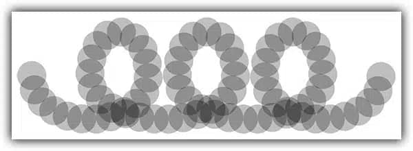 Com a opção Fluxo, os níveis de opacidade das pontas dos pincéis individuais se combinam para se tornarem mais opacos nas áreas onde se sobrepõem.